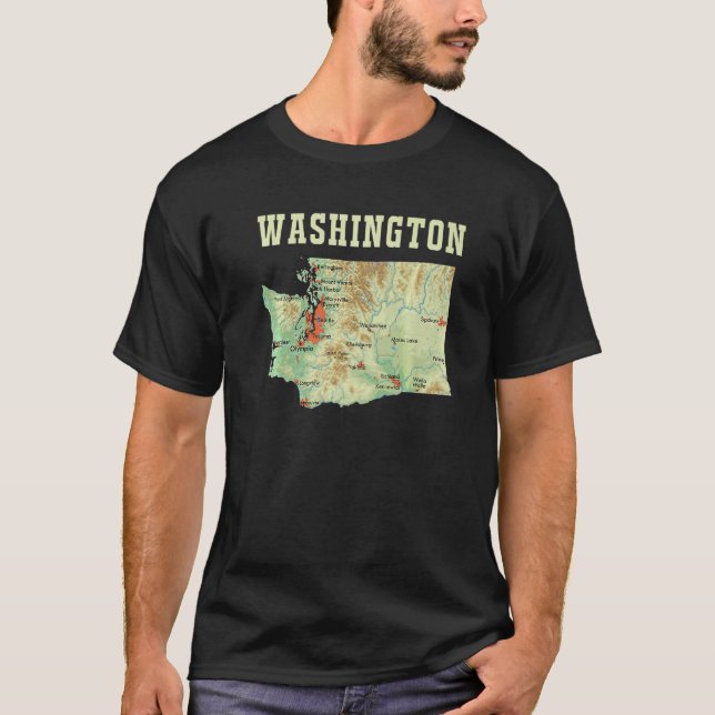 Camiseta Mapa Topográfico De Las Principales Ciudades Del E (Anverso)
