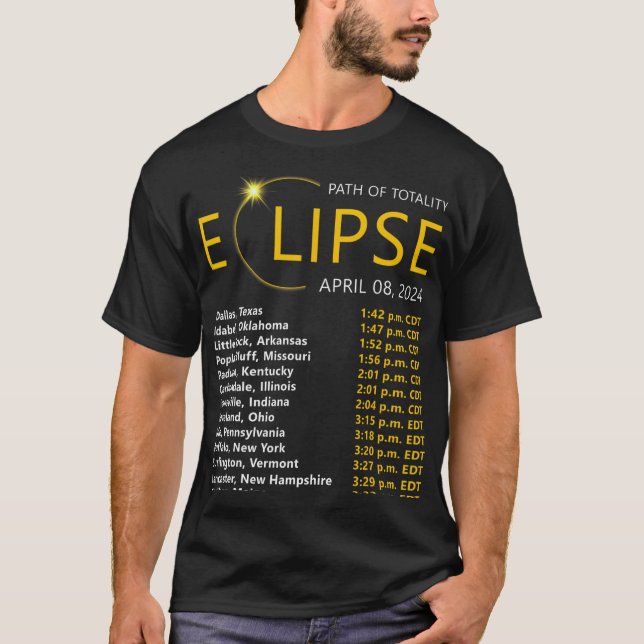 Camiseta Mapa total de eclipse solar 08 2024 Eclipse (Anverso)