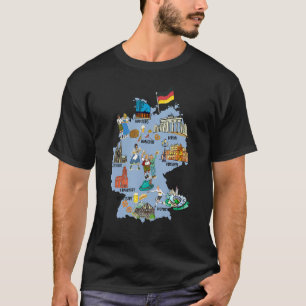 Camiseta Mapa turístico de Alemania con puntos de referenci