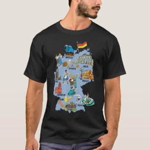 Camiseta Mapa turístico de Alemania con puntos de referenci