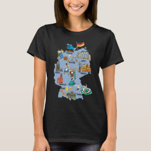 Camiseta Mapa turístico de Alemania con puntos de referenci