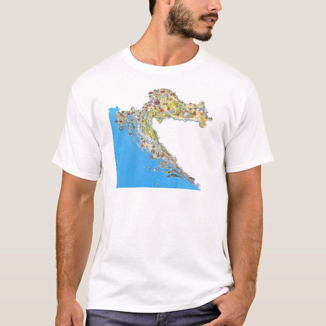 Camiseta Mapa turístico de Croacia, mapa del turistička del (Anverso)
