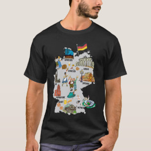 Camiseta mapa turístico ilustrado de las principales ciudad