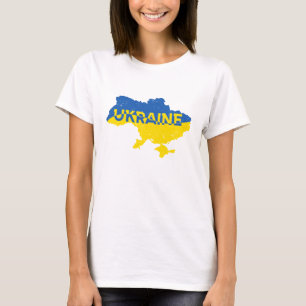 Camiseta Mapa ucraniano de texto en color azul/amarillo Ucr