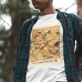 Camiseta Mapa único restaurado de época de California, 1885