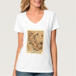Camiseta Mapa único restaurado de época de California, 1885