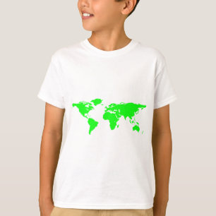 Camiseta Mapa Verde del Mundo Blanco