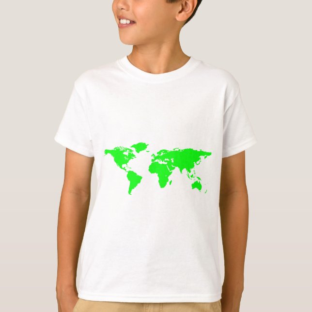 Camiseta Mapa Verde del Mundo Blanco (Anverso)