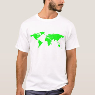 Camiseta Mapa Verde del Mundo Blanco