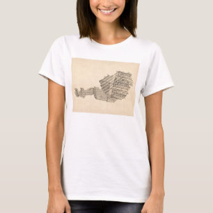 Camiseta Mapa viejo de la partitura del mapa de Austria