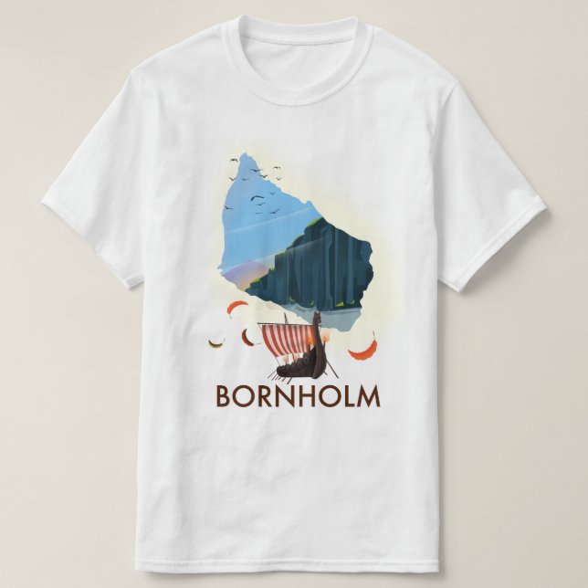 Camiseta mapa vikingo de la isla de Bornholm (Diseño del anverso)