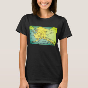 Camiseta Mapa vintage de Alaska - Estrecho de Bering, Nome,