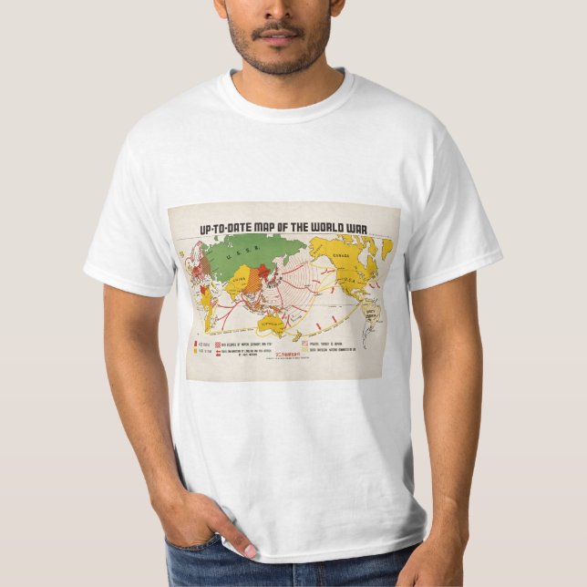 Camiseta Mapa vintage de la Segunda Guerra Mundial (Anverso)