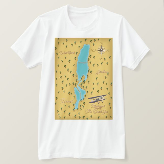 Camiseta Mapa vintage del Mar Muerto (Anverso del diseño)