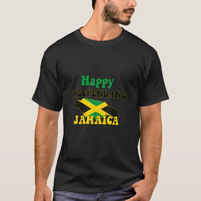 Camiseta Mapa Y Bandera De Jamaica, Día De La Independencia (Anverso)