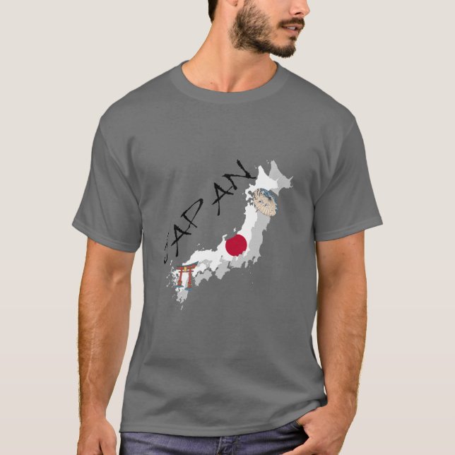 Camiseta Mapa y bandera de Japón (Anverso)