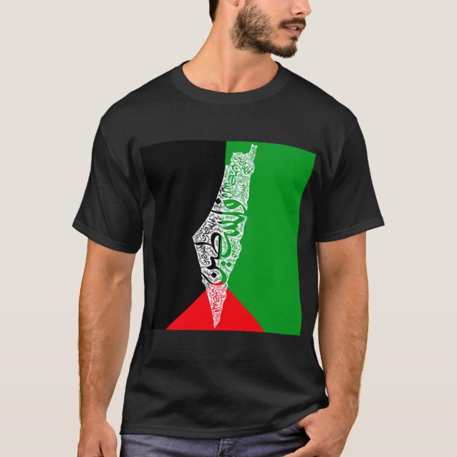 Camiseta Mapa y bandera de Palestina libre ف ن س ط (Anverso)