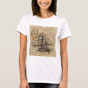 Camiseta Mapa y barco del antiguo general de Francia