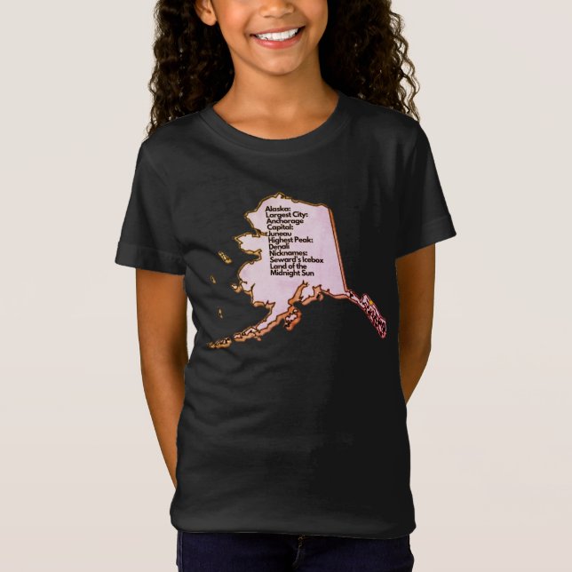Camiseta Mapa y datos de Alaska (Anverso)