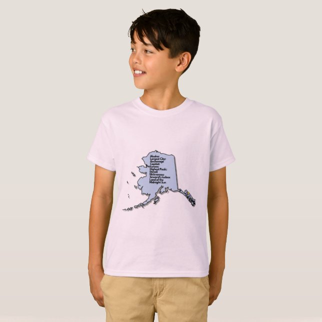 Camiseta Mapa y datos de Alaska (Anverso completo)