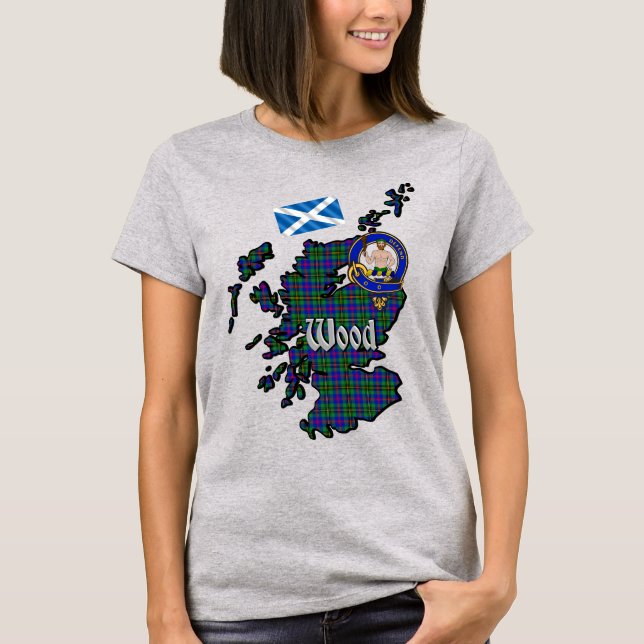 Camiseta Mapa y distintivo de mujeres de Wood Tartan (Anverso)
