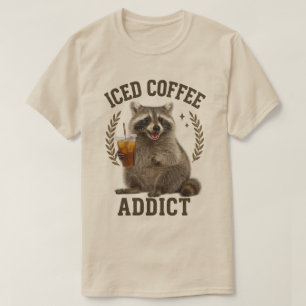Camiseta Mapache adicto al café con hielo amante de la cafe