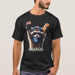 Camiseta Mapache Americano Salvaje Divertido 4 De Julio