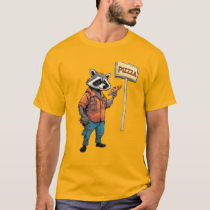 Camiseta Mapache antropomórfico comiendo pizza en un callej