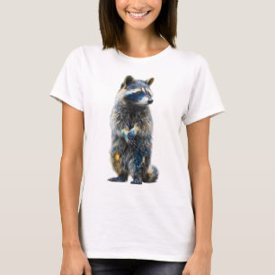Camiseta Mapache Artístico Pintado Salpicaduras Mujeres