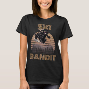 Camiseta Mapache Bandido de Esquí Atardecer Retro Animal Di