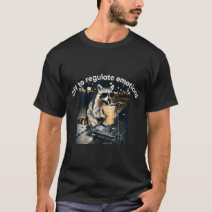 Camiseta Mapache bebiendo café con hielo divertido para reg