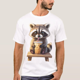 Camiseta Mapache bebiendo café helado