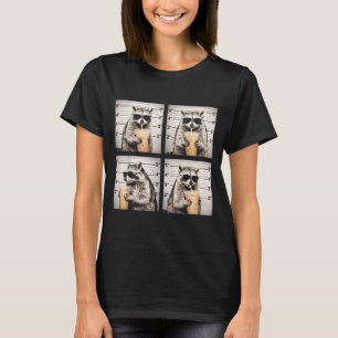 Camiseta Mapache bebiendo café helado divertida foto polici