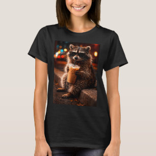 Camiseta Mapache bebiendo café helado divertido mapache de