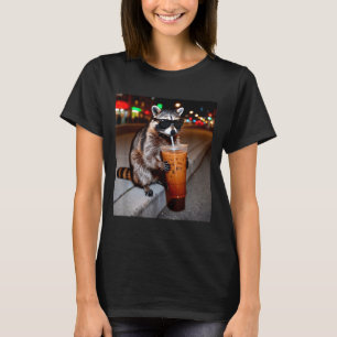 Camiseta Mapache bebiendo café helado meme divertido de ani