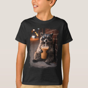 Camiseta Mapache bebiendo café helado meme divertido de ani