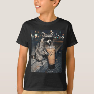 Camiseta Mapache bebiendo café helado meme divertido de ani