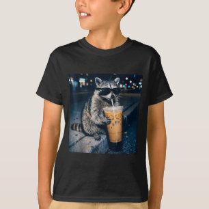Camiseta Mapache bebiendo café helado meme divertido de ani