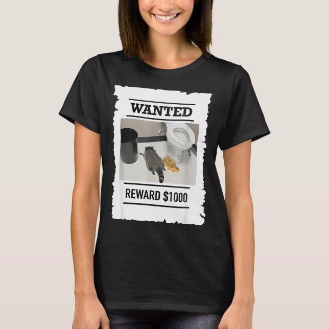 Camiseta Mapache Borracho Divertido Recompensa Deseada $100 (Anverso)