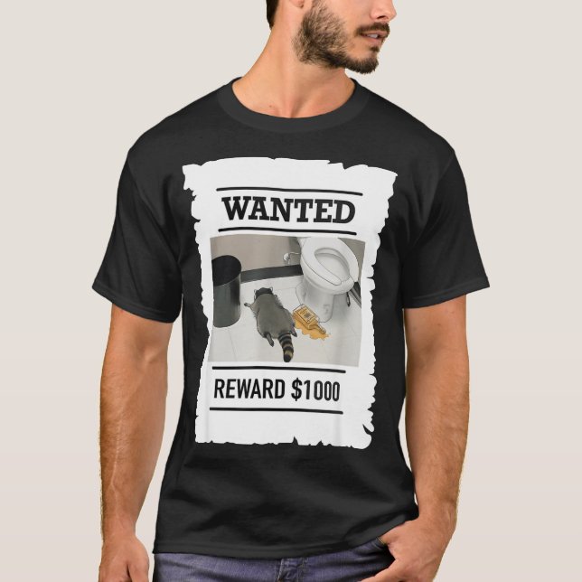 Camiseta Mapache Borracho Divertido Recompensa Deseada $100 (Anverso)
