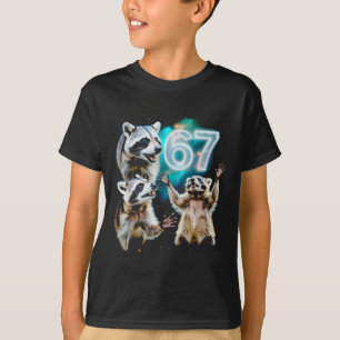 Camiseta Mapache Caótico Divertido Aullando a 67 Seis Siete