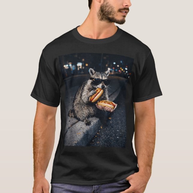 Camiseta Mapache comiendo meme de hot dogs Panda hambriento (Anverso)