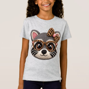 Camiseta Mapache de ganchillo falso con lazo coquette de le