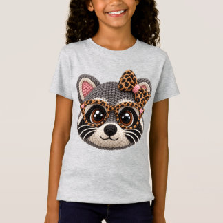 Camiseta Mapache de ganchillo falso con lazo coquette de le