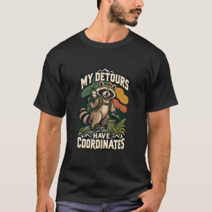 Camiseta Mapache de Geocaching Mis Desvíos Tienen Coordenad
