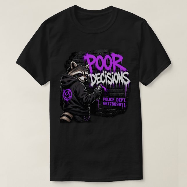 Camiseta Mapache de Graffiti de Decisiones Pobres Arte (Diseño del anverso)