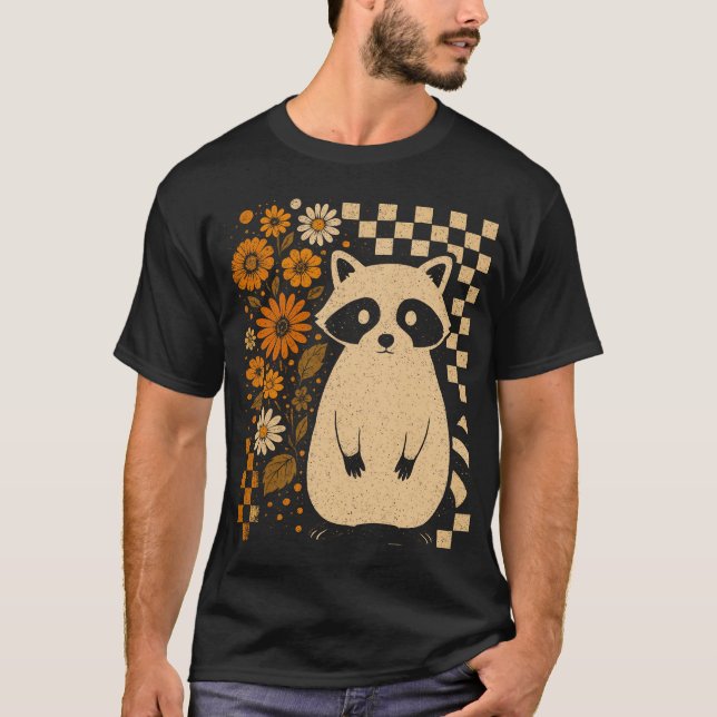 Camiseta Mapache de Halloween a Cuadros Retro (Anverso)