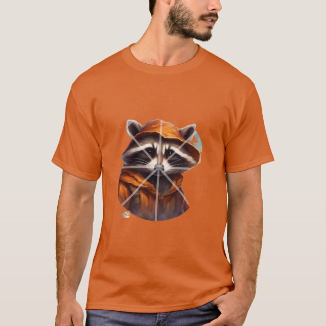 Camiseta Mapache de Halloween con capucha naranja (Anverso)