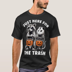 Camiseta Mapache De Halloween Zarigüeya Aquí Por La Basura