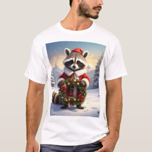 Camiseta Mapache de Santa – Corona de invierno en un bosque